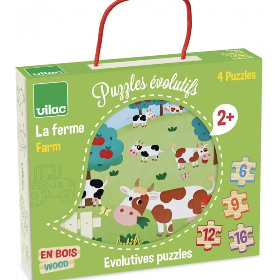 Puzzles de 6 à 16 pièces : 4 puzzles évolutifs : La Ferme - Vilac