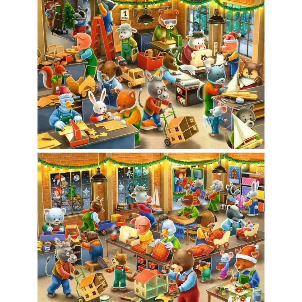 Puzzles 2x12 pièces : L'atelier de Noël - Ravensburger