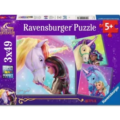 Puzzles 3x49 pièces : Magie et amitié - L'école des licornes - Ravensburger