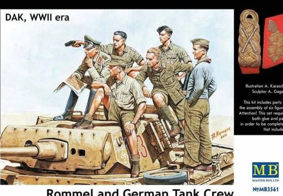 Rommel & German tank crew, DAK, WWII era - 1:35e - Master Box Ltd. - Master Box