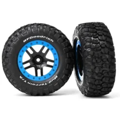 Roues Completes Montees/Collees Assy Sur Jantes Sct Bleues - Traxxas