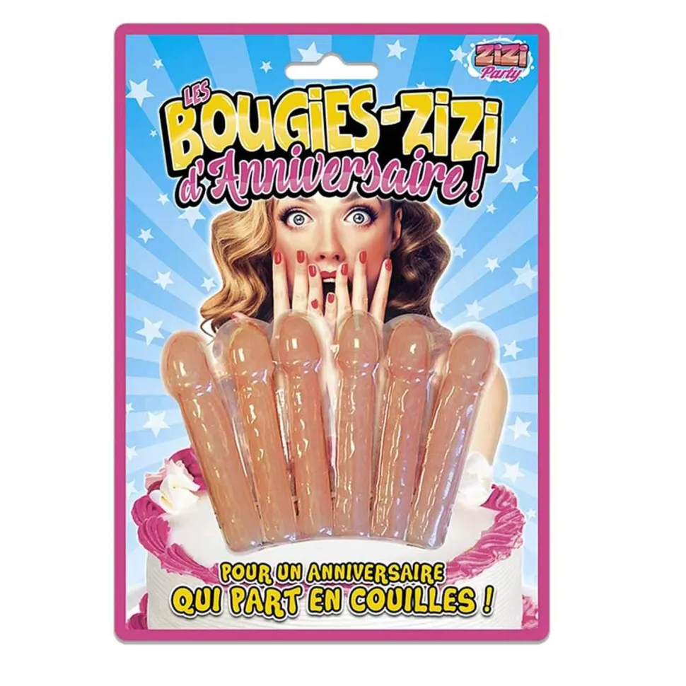 Sachet de 6 Bougies anniversaire Zizi - RueDeLaFete