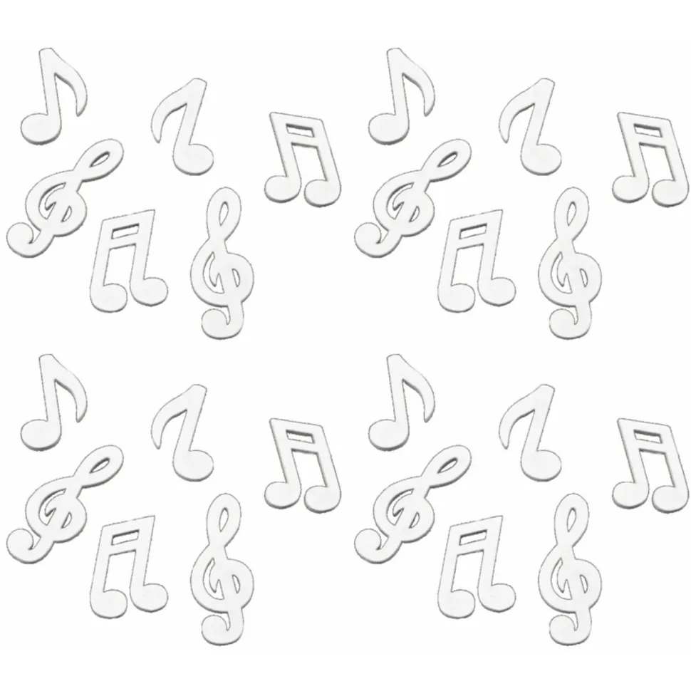 Sachet de 24 Confettis de table MUSIQUE en bois, Blanc - RueDeLaFete