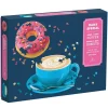 Set de 2 Puzzles forme : Café et Donuts - Galison
