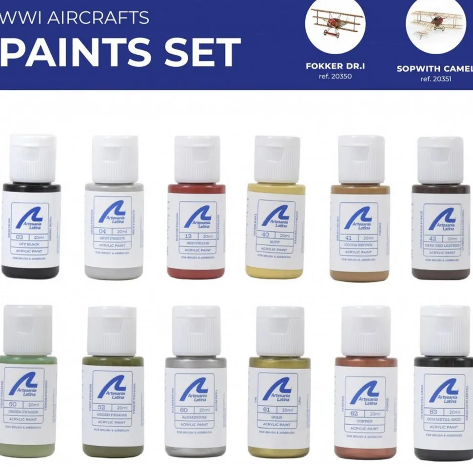 Set de 12 peintures pour Maquettes Avions 1ere Guerre Mondiale - Artesania