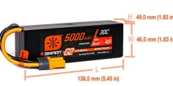 Smart Lipo 4S 14.8V 5000mAh 30C G2 Hard Case IC5 - Spektrum