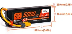 Smart Lipo 2S 7.4V 5000mAh 50C G2 Hardcase IC5 - Spektrum