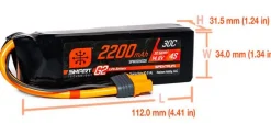 Smart Lipo 4S 14.8V 2200mAh 30C G2 IC3 - Spektrum